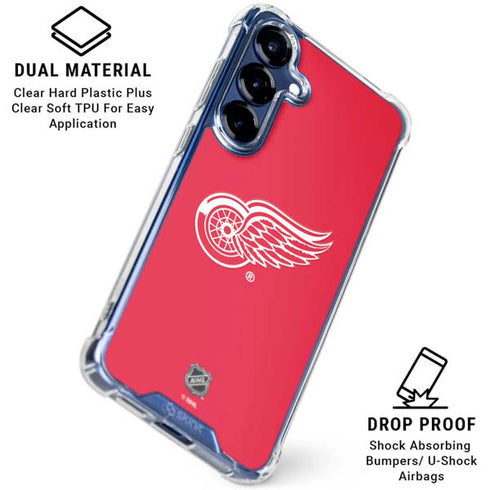 NHL Detroit Red Wings Solid Background Galaxy S25 Clear Case